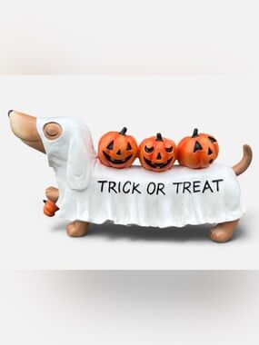 New Weiner/Dachshund ghost dog ceramic halloween or pumpkin fall decor gift
